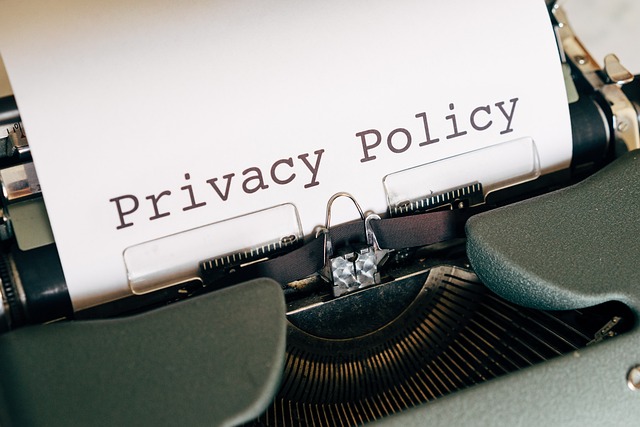 Privacy Policy Image. Typewriter with a page inserted and typed Privacy Policy